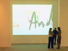 A picture of the e-card being presented at the exhibit.